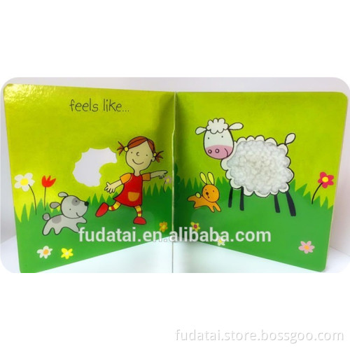 FDT customized good quality creative kids animal soft touch and feel board book